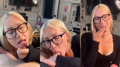 Aprilbanxxx Gives a Blowjob to her Man until he Cums
